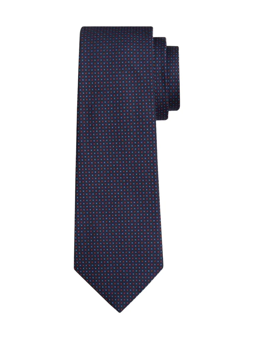 Men's Micro-Geometric Silk Sevenfold Tie