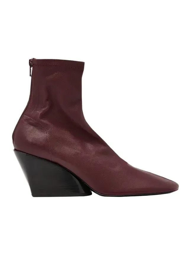 70mm Slant Stretch Leather Ankle Boots