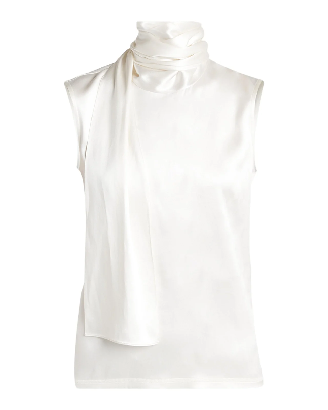 Scarf-Neck Satin Sleeveless Top Scarf-Neck Satin Sleeveless Top