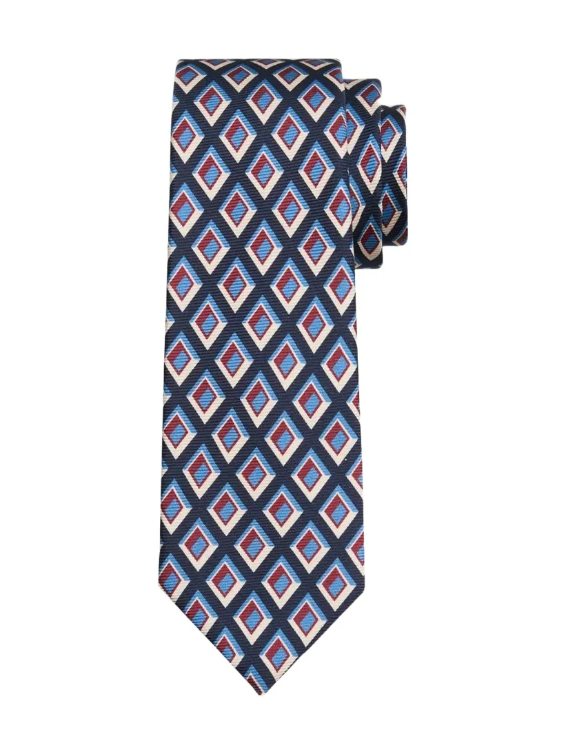 Kiton Men's Geometric Diamond-Print Silk Sevenfold Tie