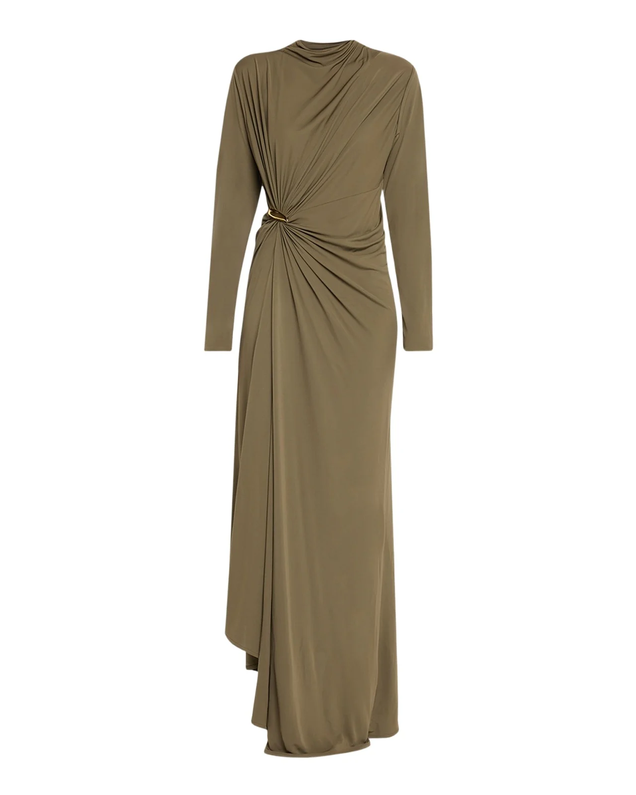 Long-Sleeve Draped Matte Crepe Maxi Dress Long-Sleeve Draped Matte Crepe Maxi Dress