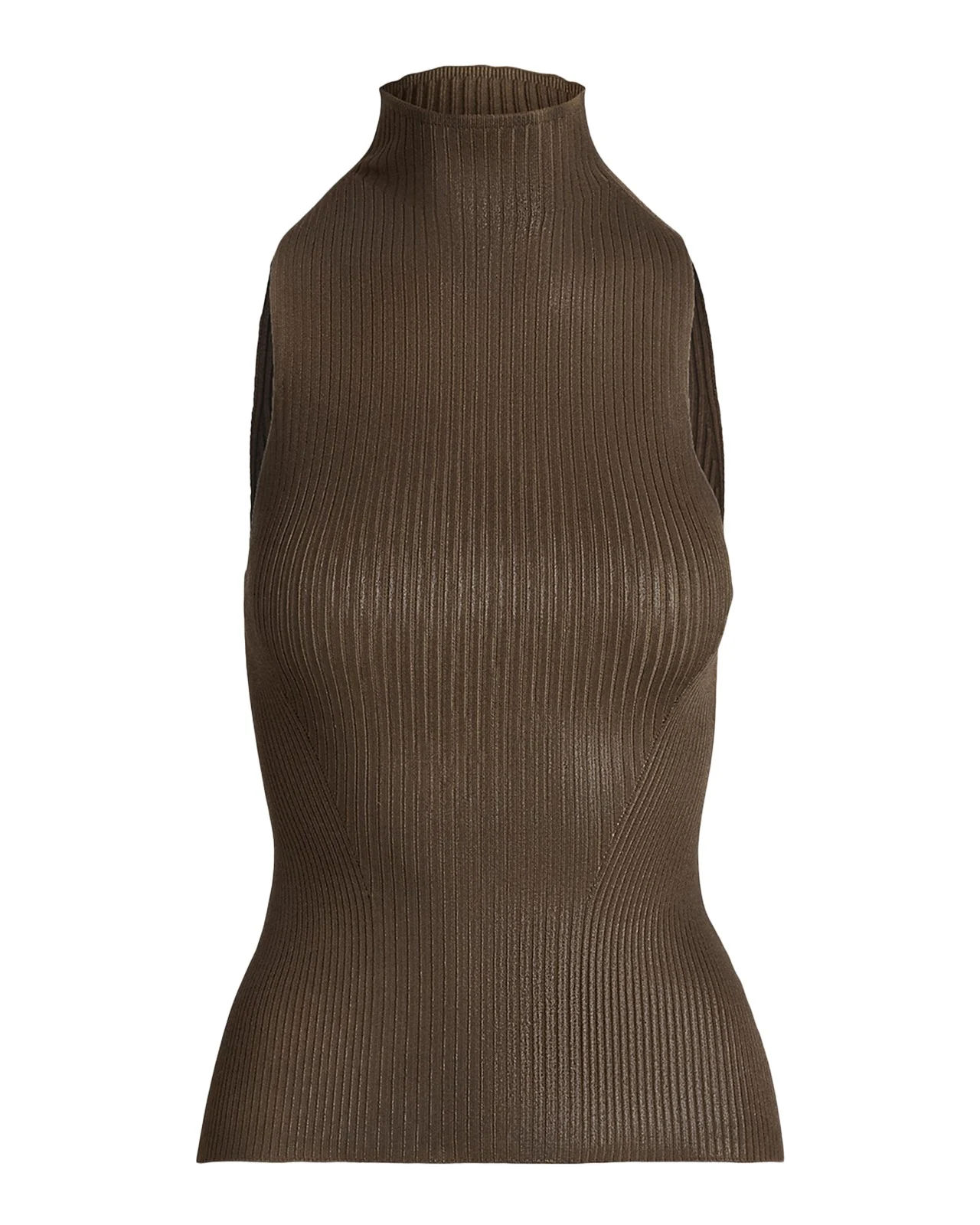 Foiled Rib-Knit Mockneck Sweater Foiled Rib-Knit Mockneck Sweater
