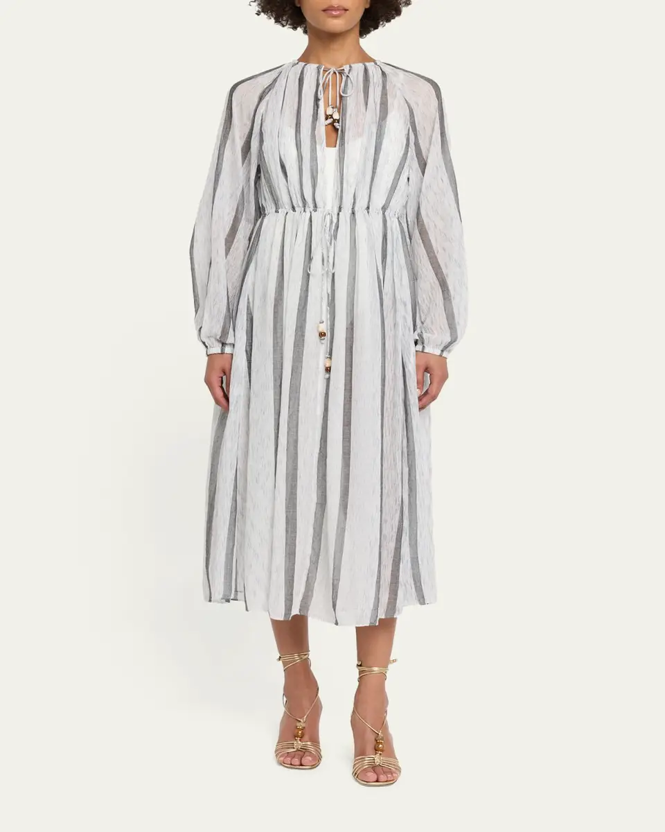Ulla Johnson Aurora Striped Midi Dress Coverup | Thumbnail 2 Ulla Johnson Aurora Striped Midi Dress Coverup | Thumbnail 2
