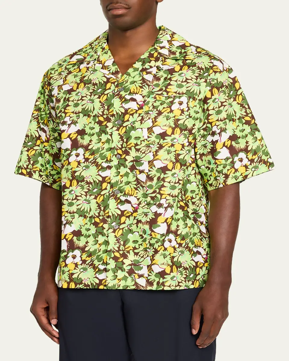 Marni Men's Multicolor Floral Cotton Camp Shirt | Thumbnail 4 Marni Men's Multicolor Floral Cotton Camp Shirt | Thumbnail 4