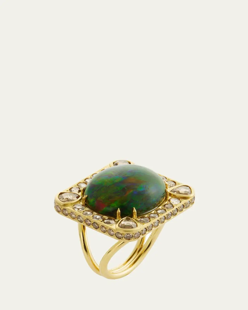 Ileana Makri Celestial Sun Ring with Champagne Diamonds and Opal | Thumbnail 3