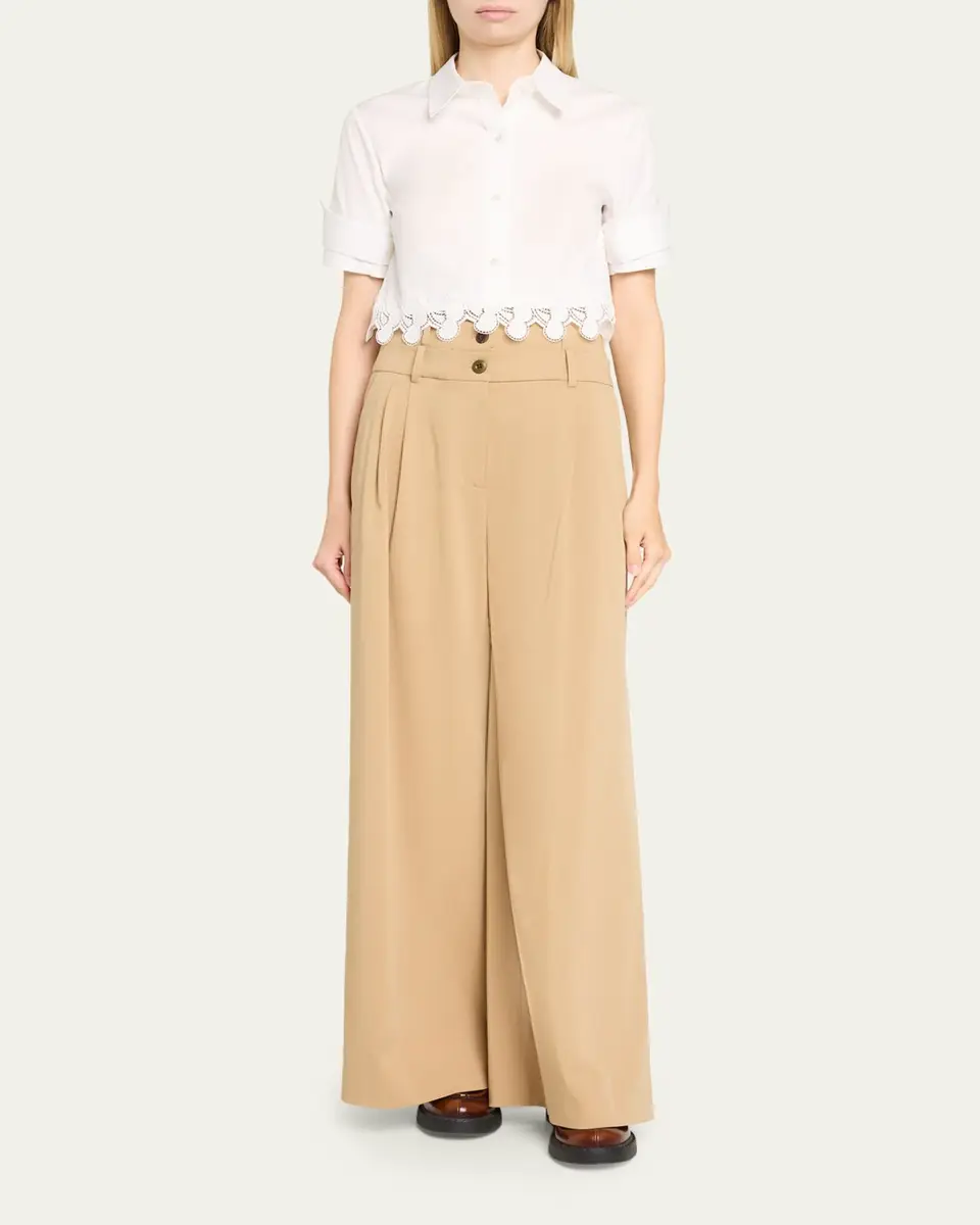 Monse Cherry Lace Crop Button-Down Shirt | Thumbnail 2