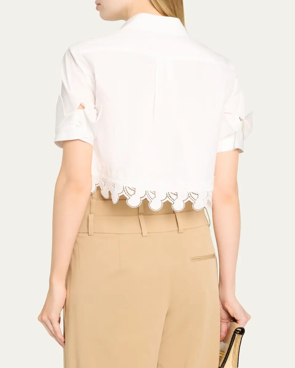 Monse Cherry Lace Crop Button-Down Shirt | Thumbnail 3