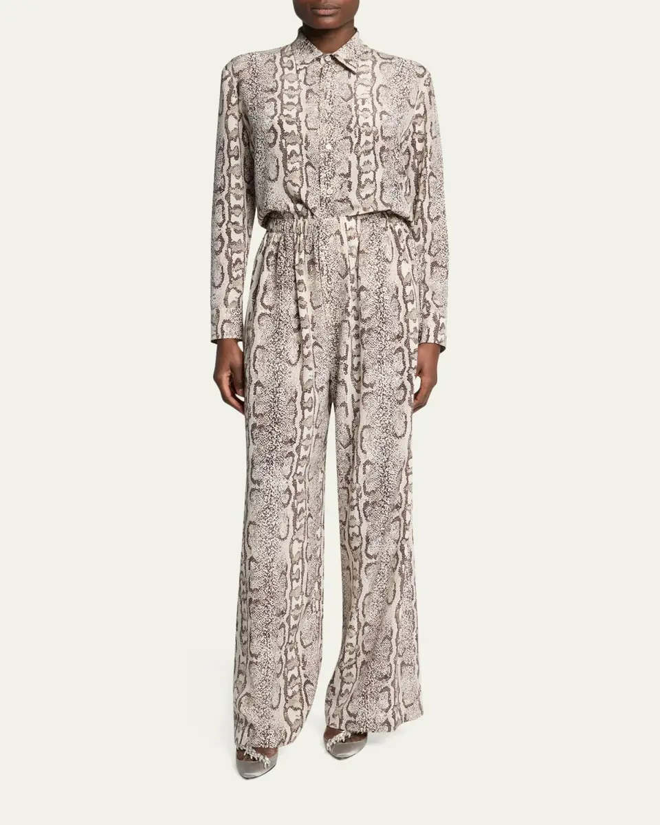 Balenciaga Python-Print Silk Crepe Wide-Leg Pants | Thumbnail 2
