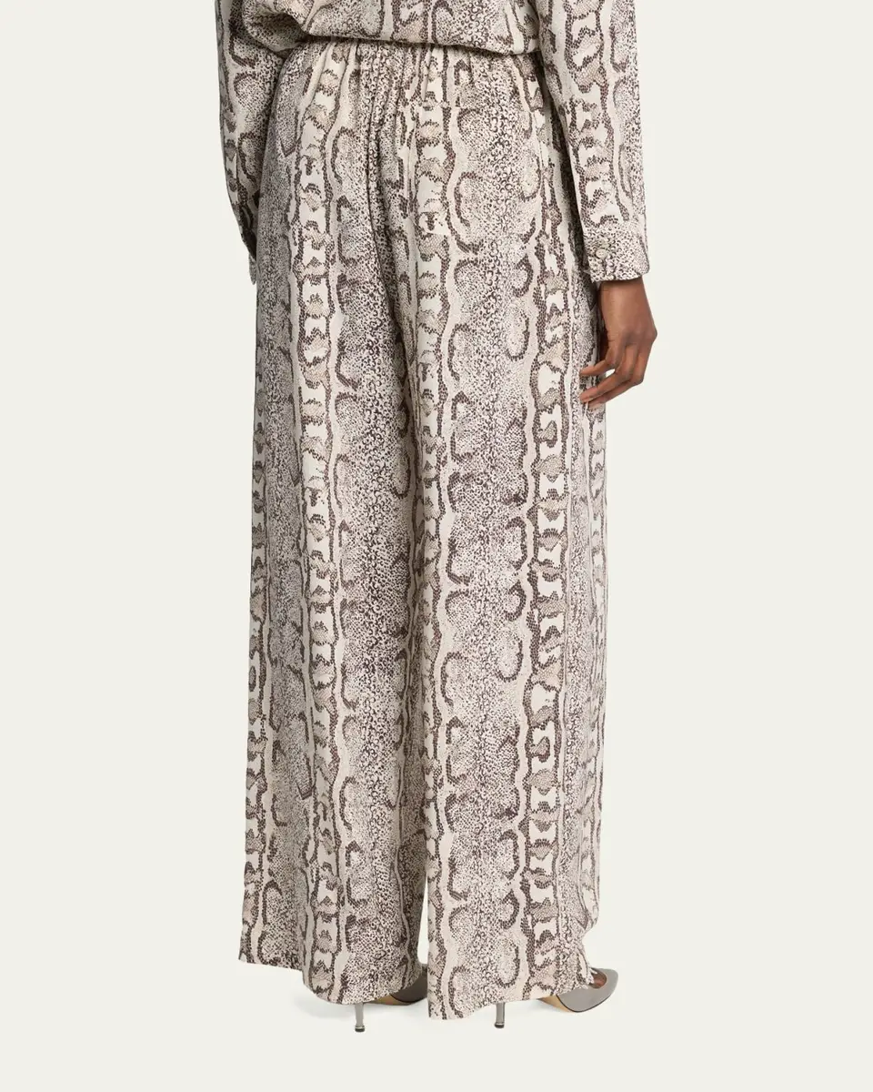 Balenciaga Python-Print Silk Crepe Wide-Leg Pants | Thumbnail 3