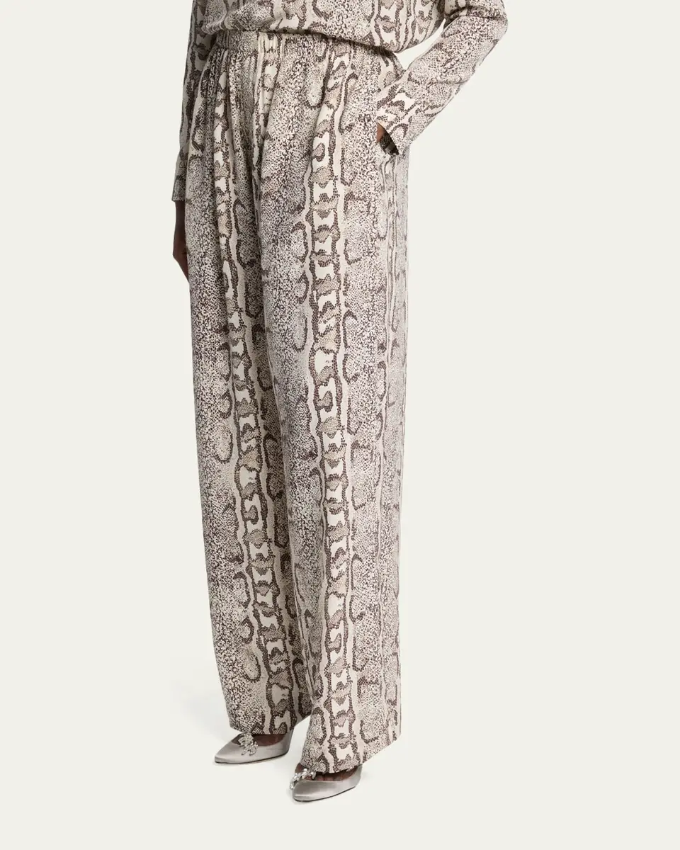 Balenciaga Python-Print Silk Crepe Wide-Leg Pants | Thumbnail 4