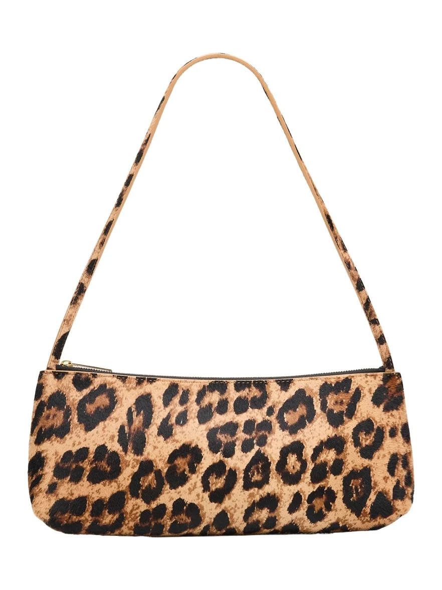 Gaia Leopard Calf Hair Baguette Shoulder Bag Gaia Leopard Calf Hair Baguette Shoulder Bag