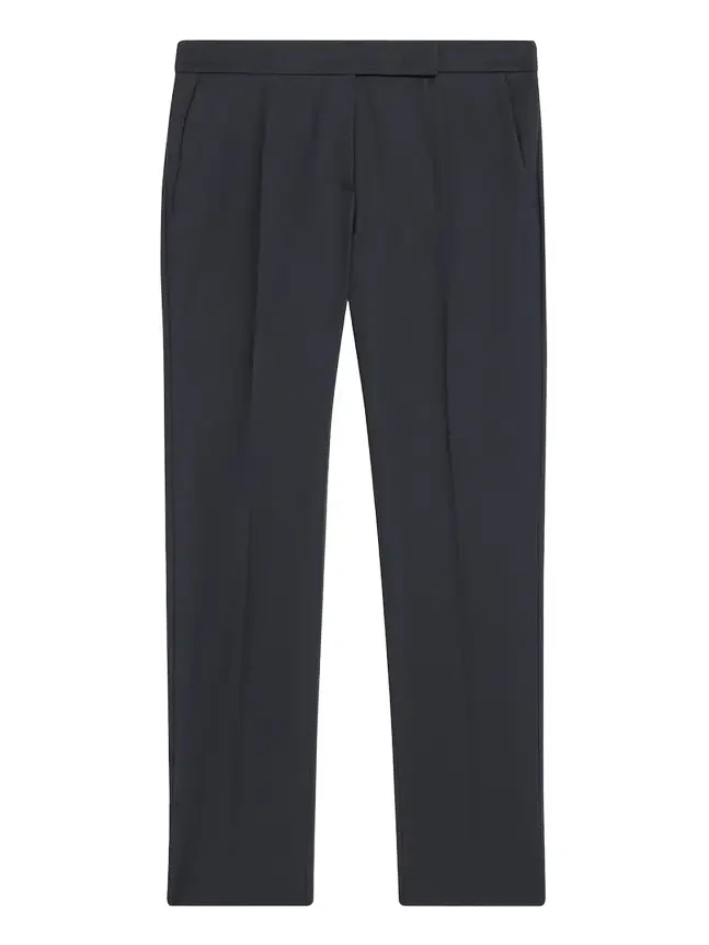 Cotton Stretch Straight-Leg Ankle Trousers