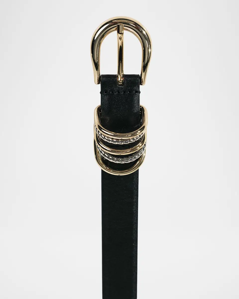Déhanche Hollyhock Mixed Metal Leather Belt | Thumbnail 3