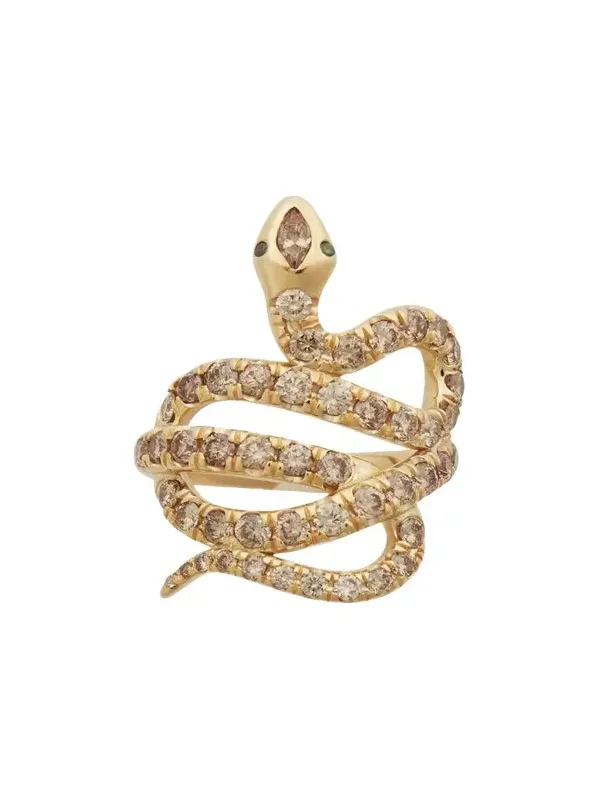 18K Diamond Pave Coiled Snake Ring