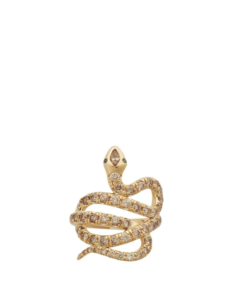 Ileana Makri 18K Diamond Pave Coiled Snake Ring | Image 1 Ileana Makri 18K Diamond Pave Coiled Snake Ring | Image 1