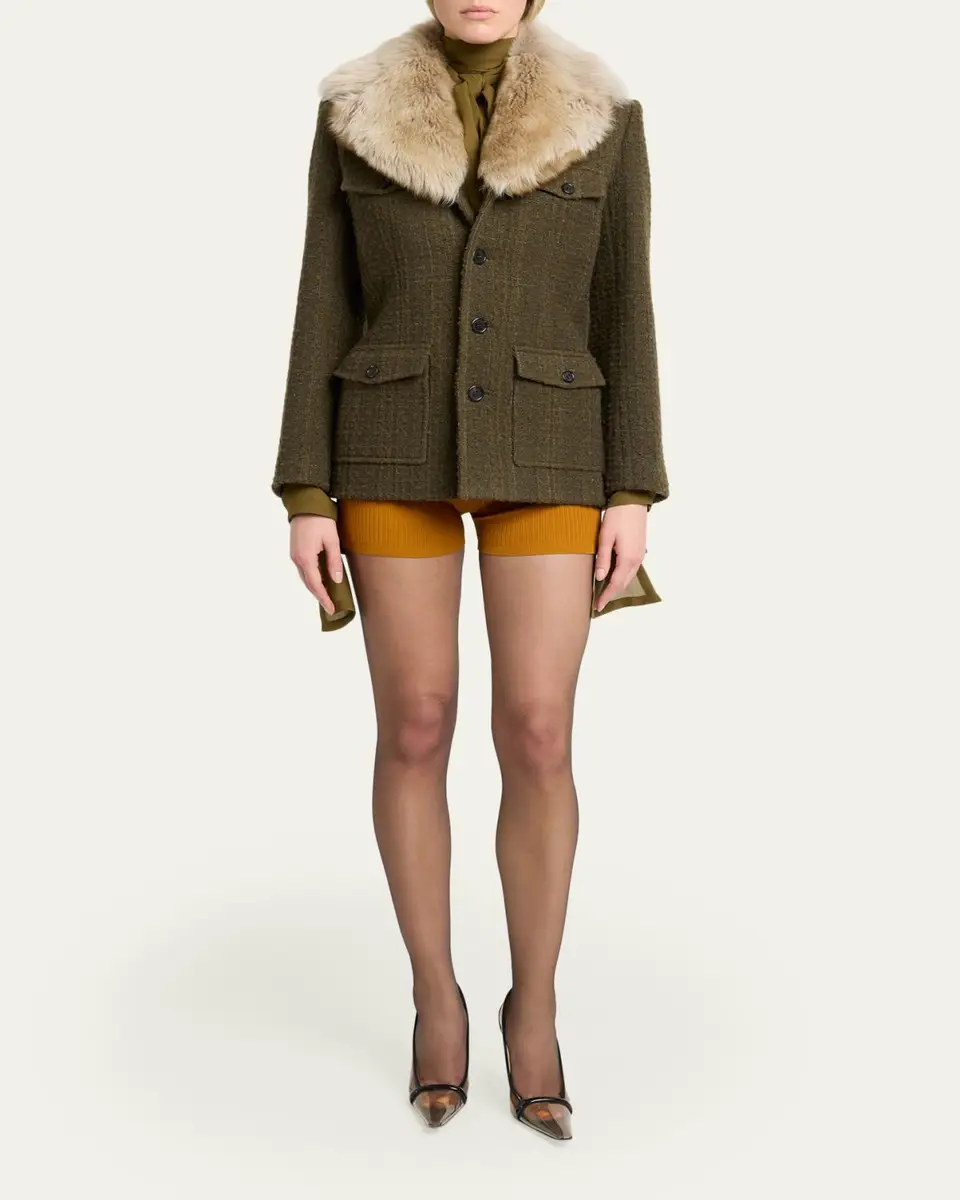 Saint Laurent Jacket with Removable Shearling Collar | Thumbnail 2 Saint Laurent Jacket with Removable Shearling Collar | Thumbnail 2