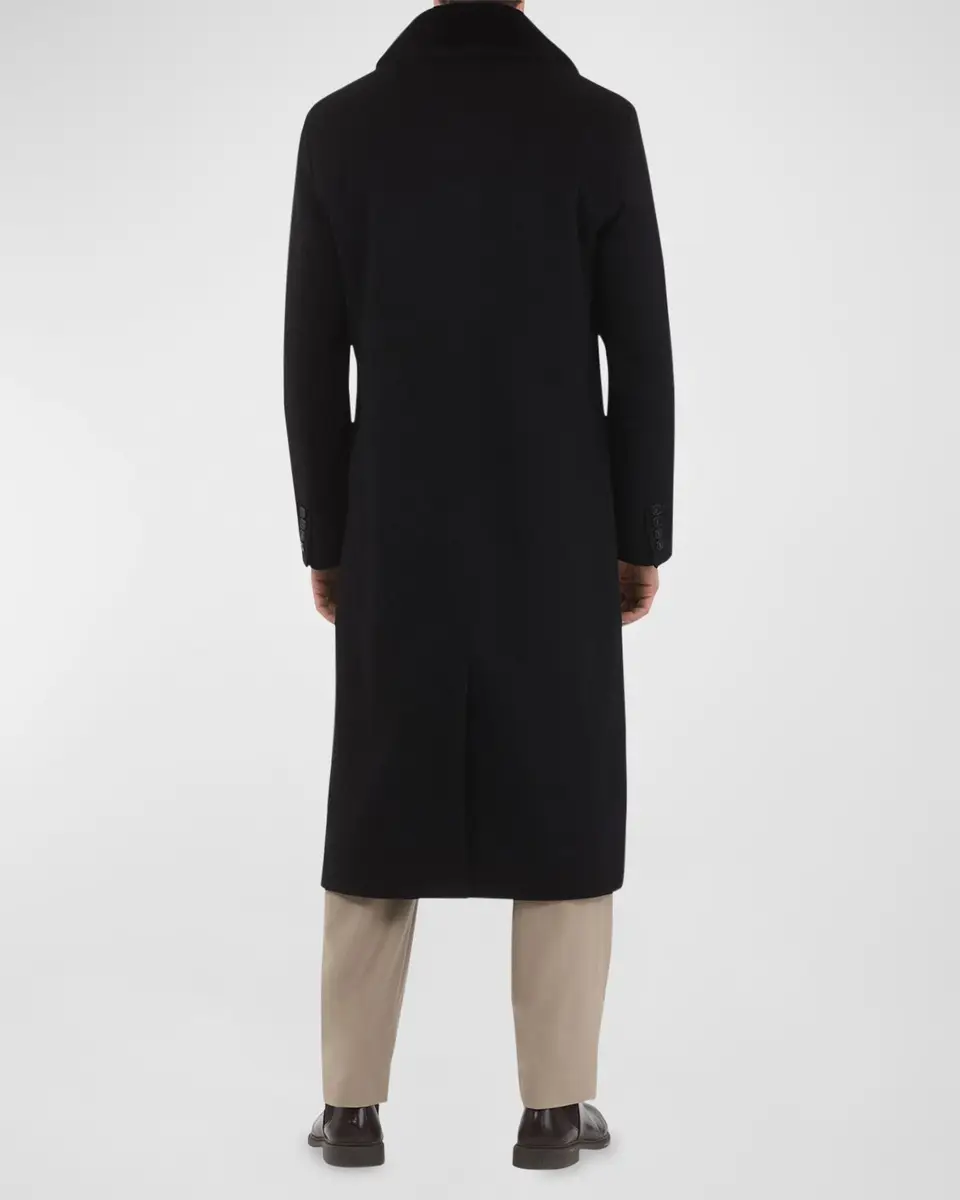 Gorski Men's Cashmere Coat with Detachable Lamb Shearling Collar | Thumbnail 5 Gorski Men's Cashmere Coat with Detachable Lamb Shearling Collar | Thumbnail 5