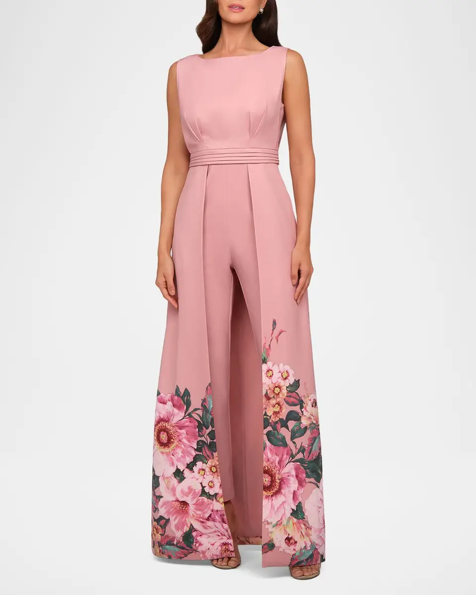 Kay Unger New York Marilotte Floral Crepe Walk Thru Jumpsuit | Thumbnail 2 Kay Unger New York Marilotte Floral Crepe Walk Thru Jumpsuit | Thumbnail 2