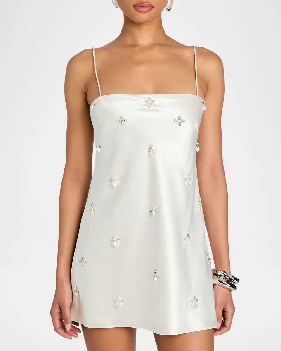 Retrofête Dotty Embellished Satin Mini Dress | Thumbnail 4 Retrofête Dotty Embellished Satin Mini Dress | Thumbnail 4