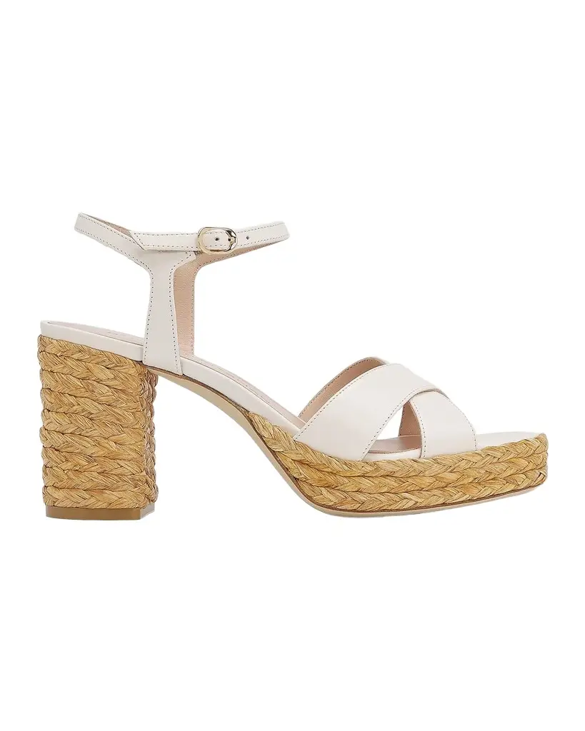 Stuart Weitzman 80mm Dayna Leather Espadrille Platform Sandals | Image 1 Stuart Weitzman 80mm Dayna Leather Espadrille Platform Sandals | Image 1