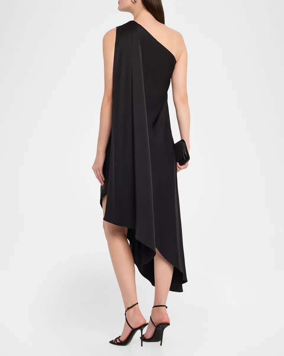 Lapointe Satin One-Shoulder Midi Dress | Thumbnail 3 Lapointe Satin One-Shoulder Midi Dress | Thumbnail 3