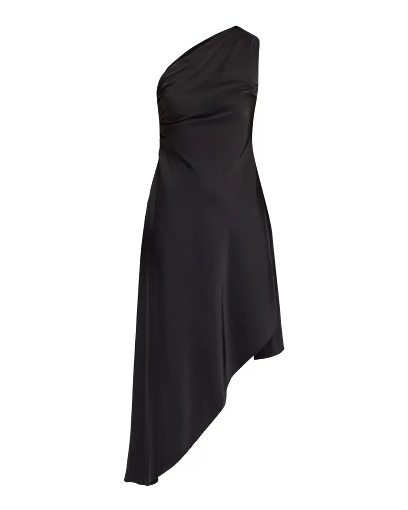 Lapointe Satin One-Shoulder Midi Dress