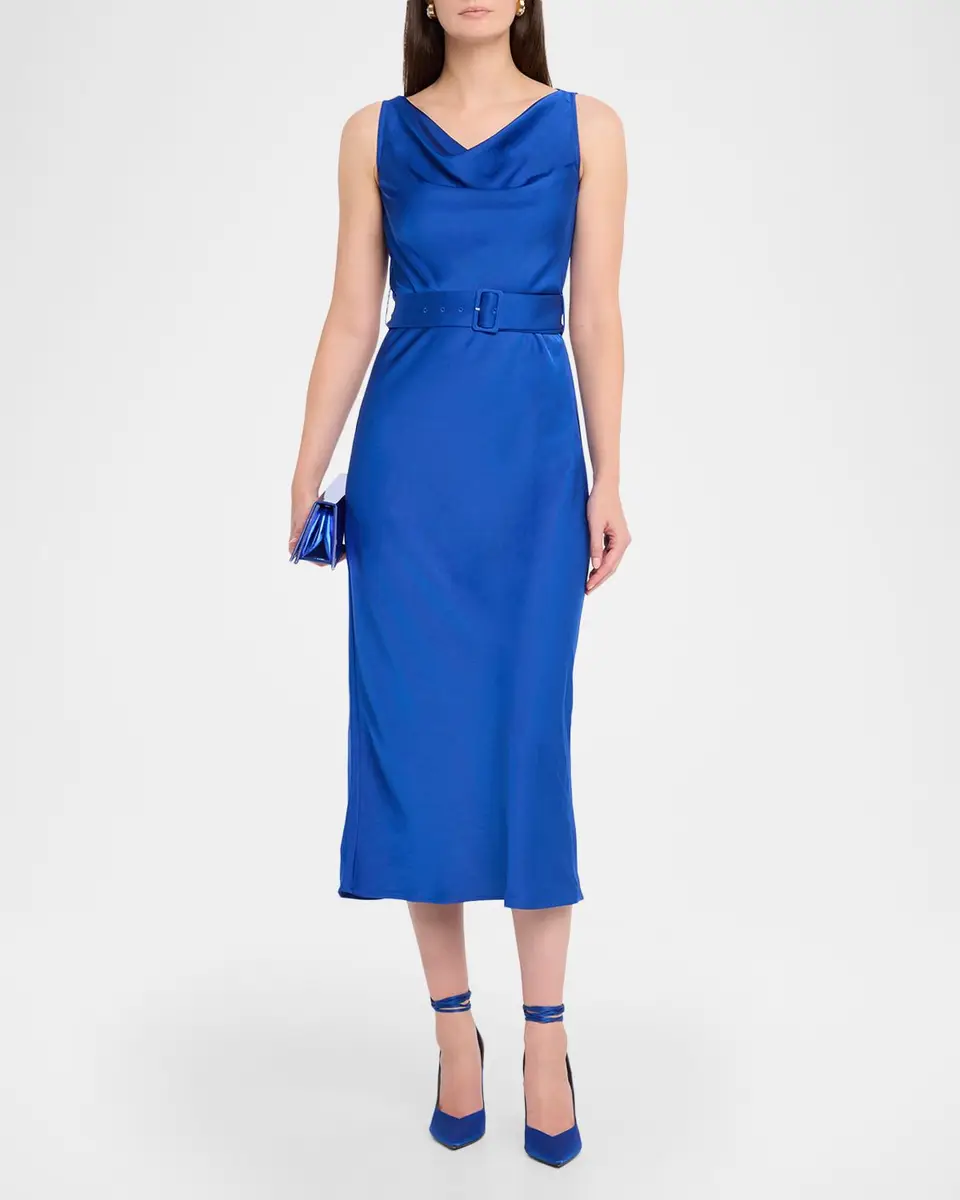 Lapointe Satin Sleeveless Belted Dress | Thumbnail 2 Lapointe Satin Sleeveless Belted Dress | Thumbnail 2