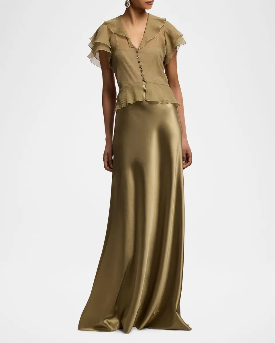 Ralph Lauren Collection Kristina Crinkle Chiffon Blouse | Thumbnail 2