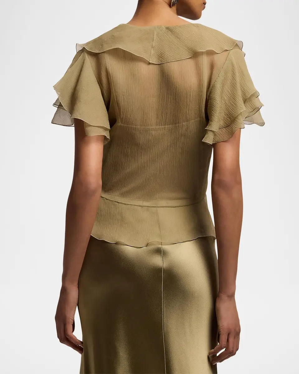 Ralph Lauren Collection Kristina Crinkle Chiffon Blouse | Thumbnail 3