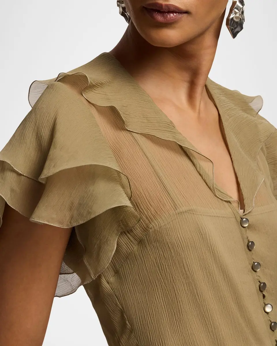 Ralph Lauren Collection Kristina Crinkle Chiffon Blouse | Thumbnail 5