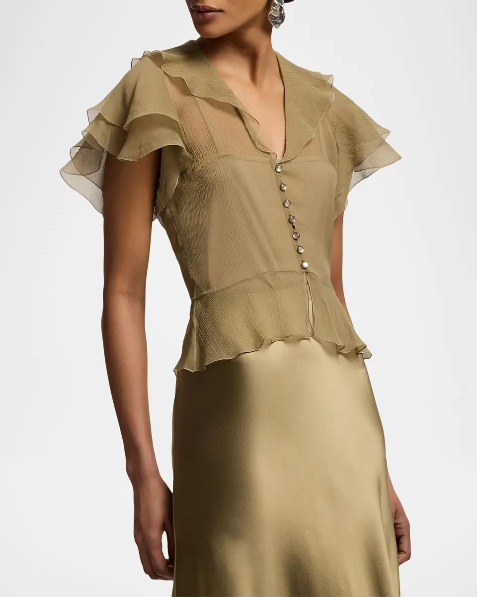 Ralph Lauren Collection Kristina Crinkle Chiffon Blouse | Thumbnail 6
