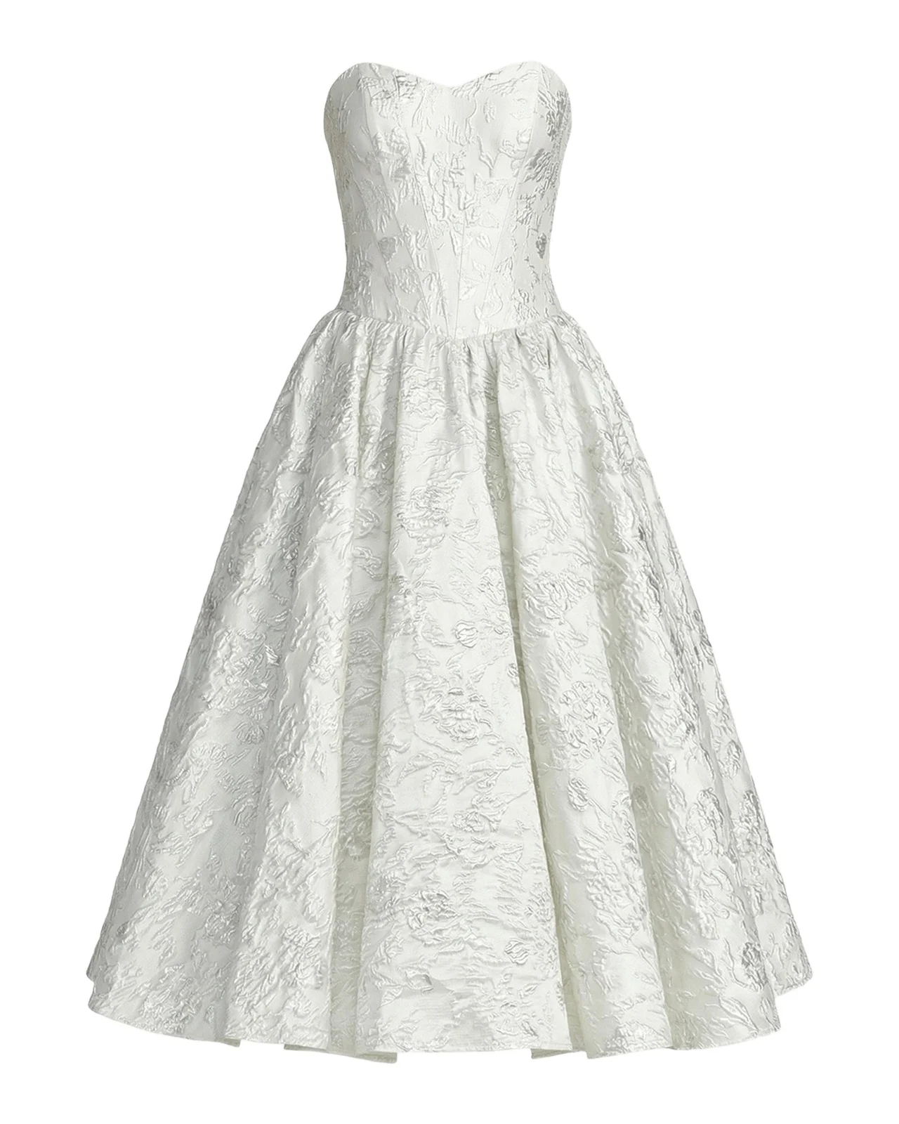 Floral Brocade Strapless Midi Dress Floral Brocade Strapless Midi Dress