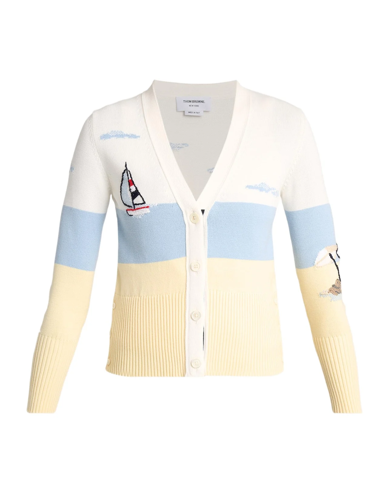 Colorblocked Embroidered Intarsia-Knit Cotton Cardigan Colorblocked Embroidered Intarsia-Knit Cotton Cardigan