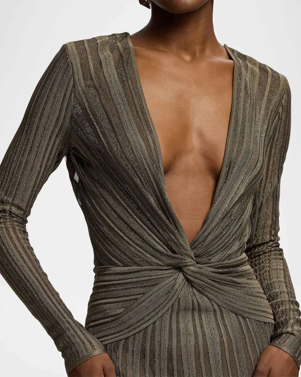 Ralph Lauren Collection Dabney Pleated Metallic Evening Dress | Thumbnail 5 Ralph Lauren Collection Dabney Pleated Metallic Evening Dress | Thumbnail 5