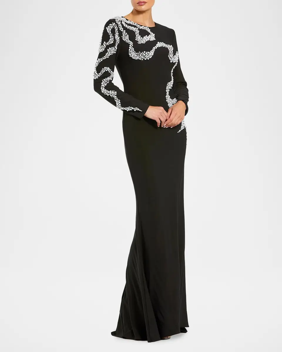Mac Duggal Beaded Column Gown | Thumbnail 2 Mac Duggal Beaded Column Gown | Thumbnail 2