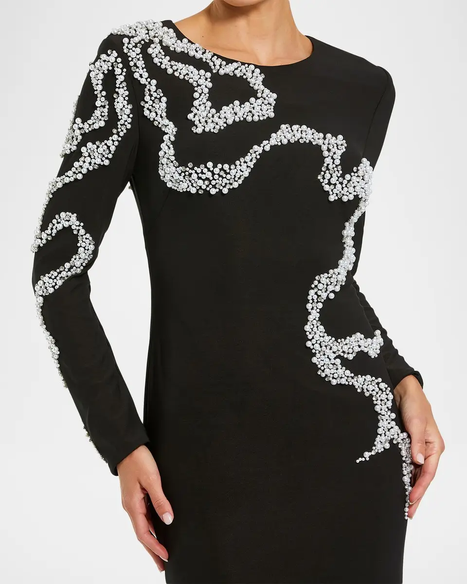Mac Duggal Beaded Column Gown | Thumbnail 4 Mac Duggal Beaded Column Gown | Thumbnail 4