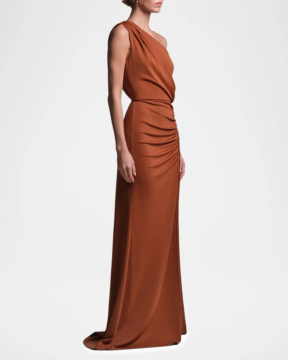 BCBG Valentina Draped One-Shoulder Jersey Column Gown | Thumbnail 4 BCBG Valentina Draped One-Shoulder Jersey Column Gown | Thumbnail 4