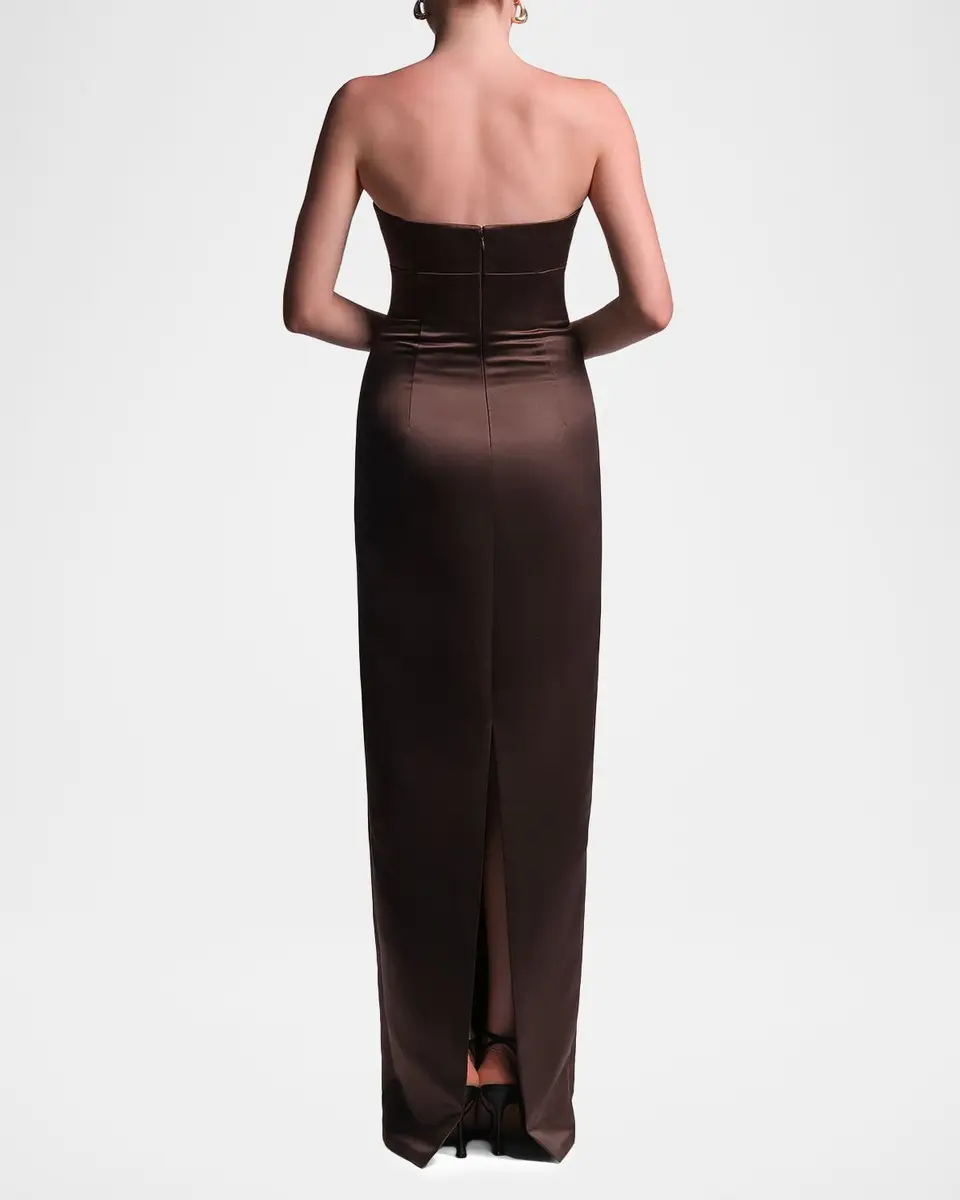 BCBGMAXAZRIA Mariane Strapless Satin Column Gown | Thumbnail 3
