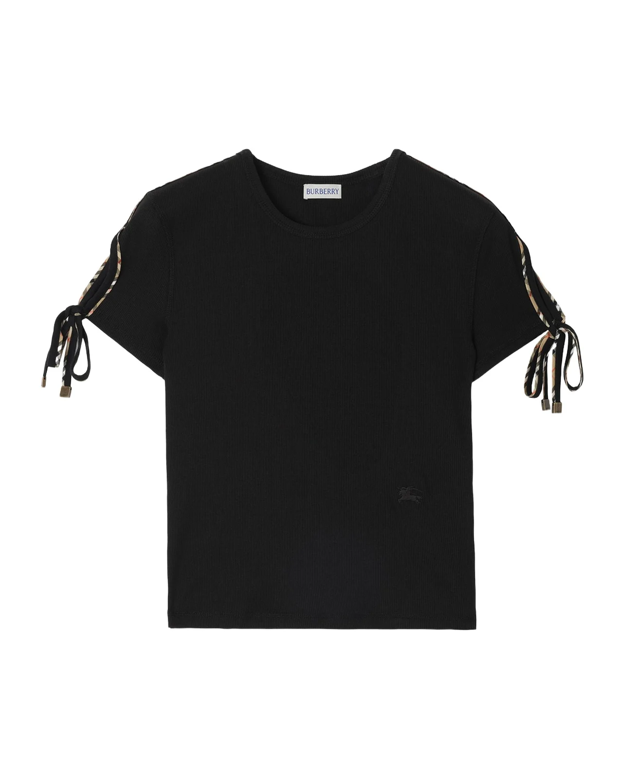 Burberry Taisie Cotton Tie-Sleeve Crop T-Shirt