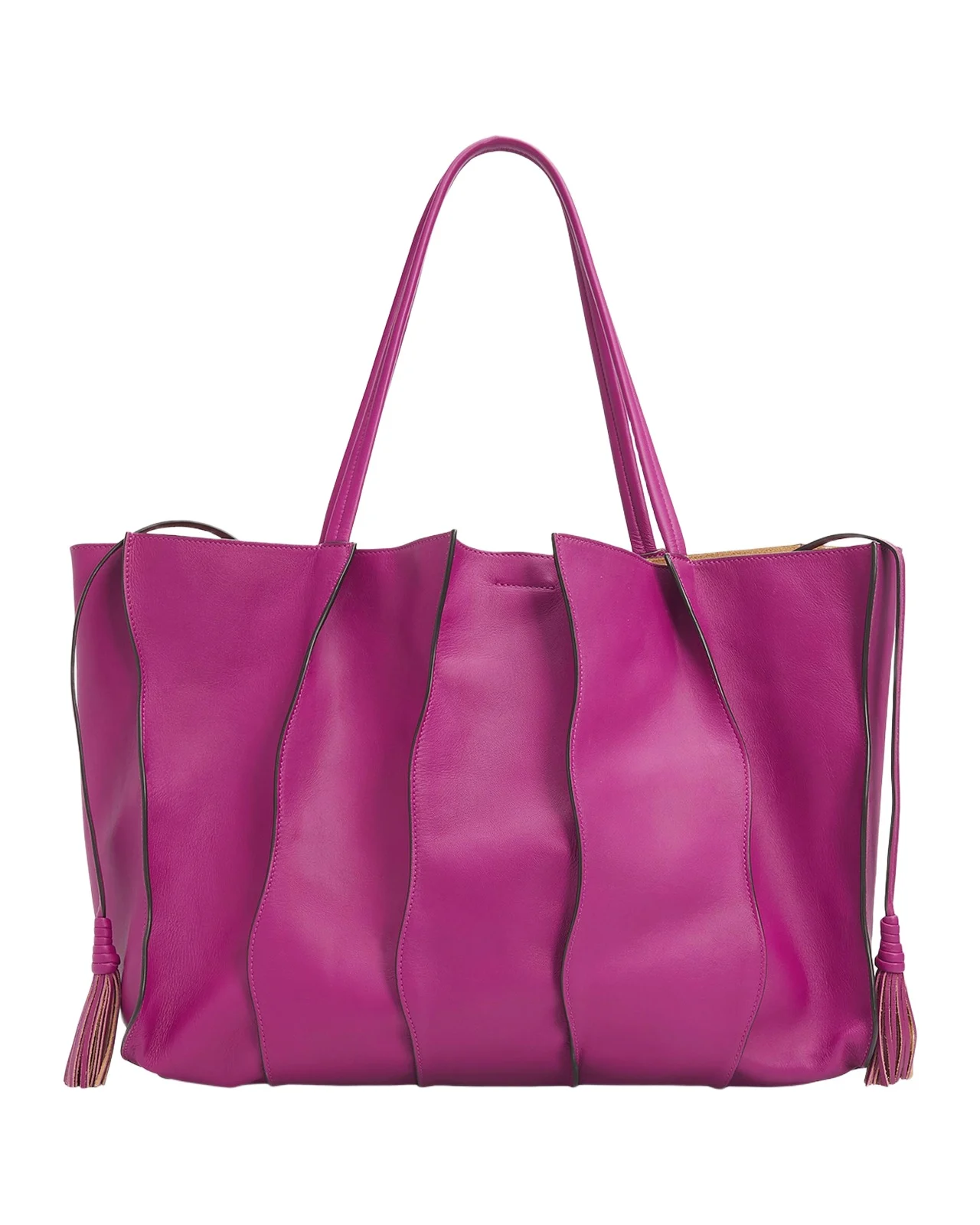 Adria Large Wavy Leather Tote Bag