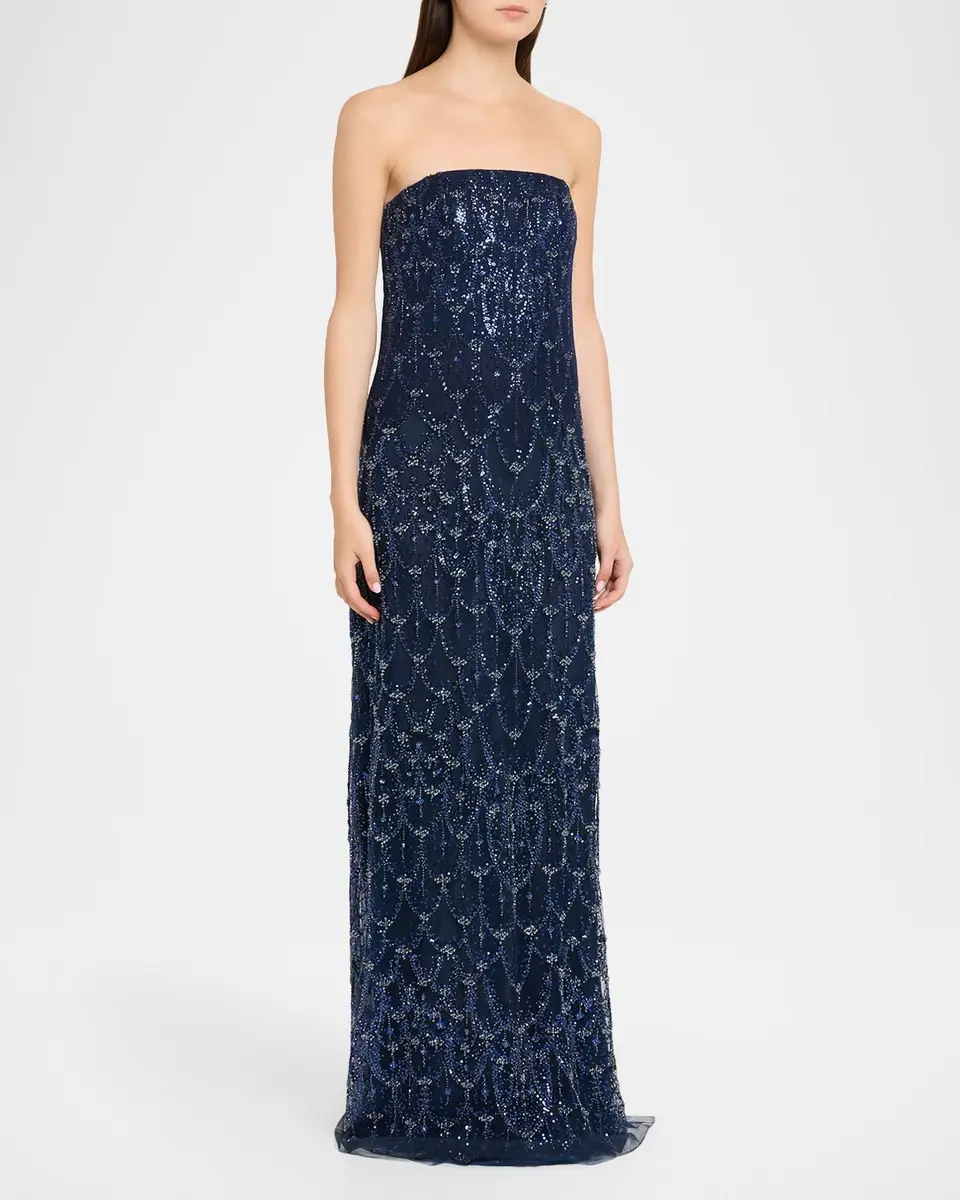 Reem Acra Strapless Crystal Embellished Evening Gown | Thumbnail 4 Reem Acra Strapless Crystal Embellished Evening Gown | Thumbnail 4