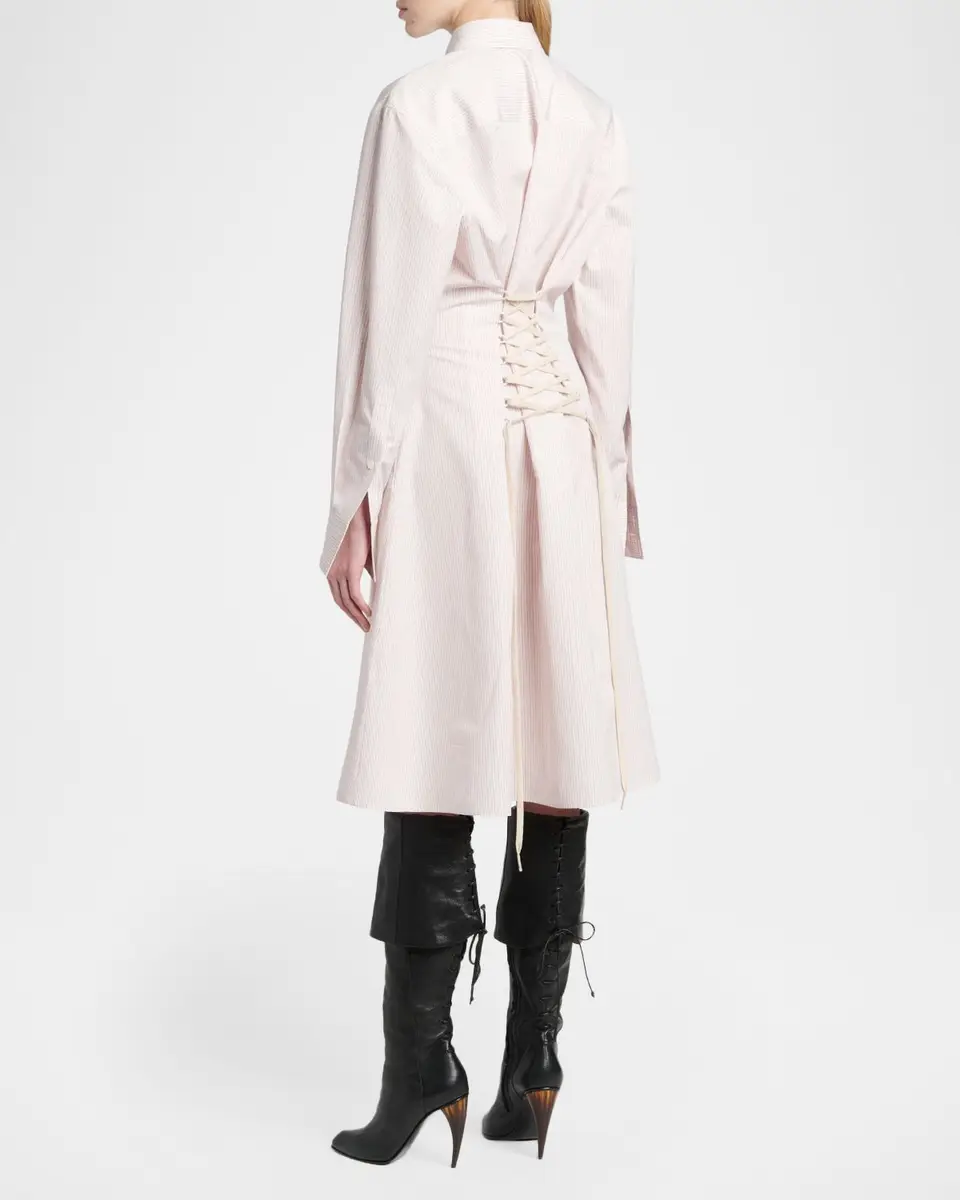 Alexander McQueen Striped Cotton-Silk Lace-Up Shirtdress | Thumbnail 3 Alexander McQueen Striped Cotton-Silk Lace-Up Shirtdress | Thumbnail 3