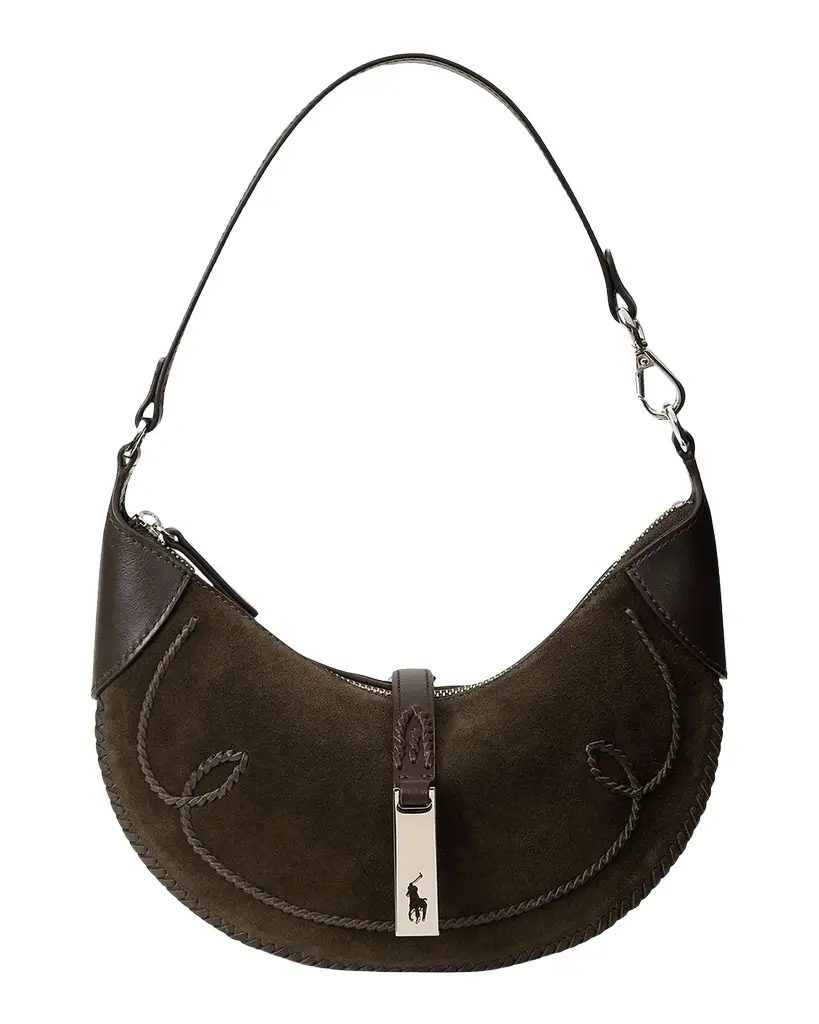 Polo Ralph Lauren Polo ID Suede Western Shoulder Bag | Image 1 Polo Ralph Lauren Polo ID Suede Western Shoulder Bag | Image 1