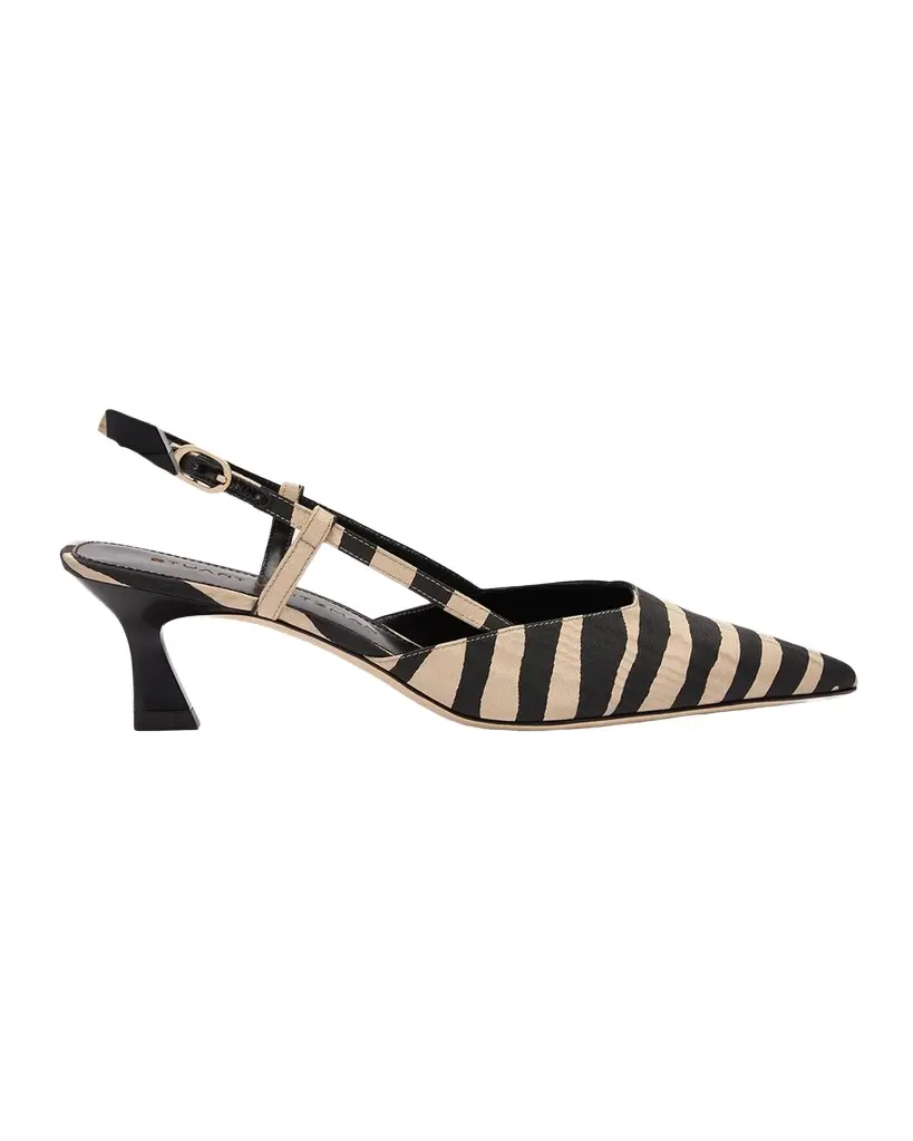 Stuart Weitzman 50mm Vinnie Zebra Moire Slingback Pumps | Image 1 Stuart Weitzman 50mm Vinnie Zebra Moire Slingback Pumps | Image 1