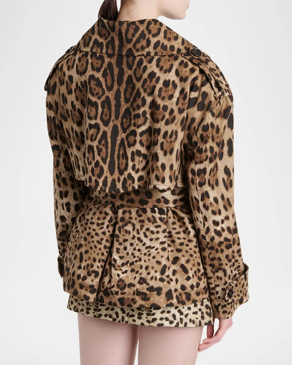 Dolce & Gabbana Leopard-Print Belted Short Sports Trench Coat | Thumbnail 3 Dolce & Gabbana Leopard-Print Belted Short Sports Trench Coat | Thumbnail 3
