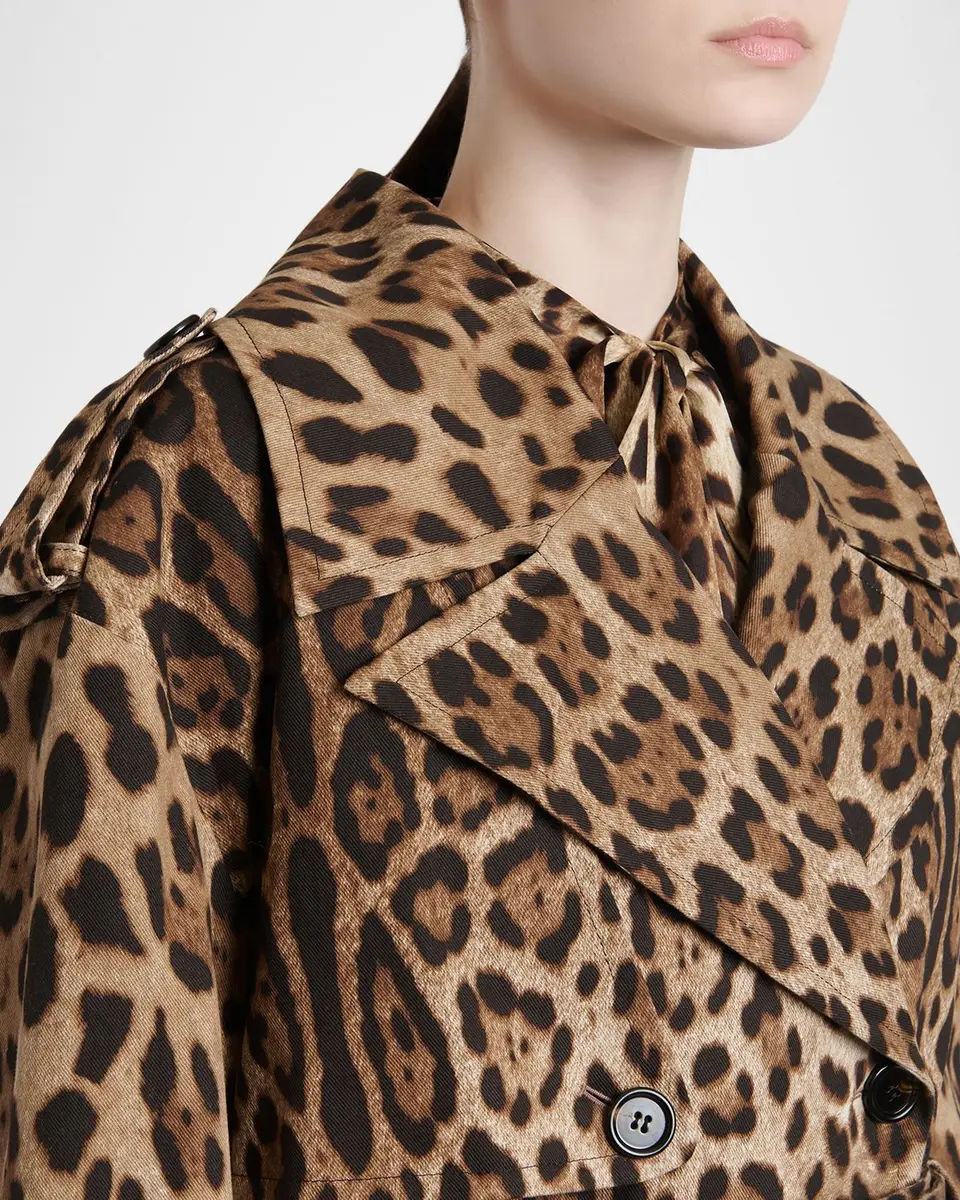 Dolce & Gabbana Leopard-Print Belted Short Sports Trench Coat | Thumbnail 5 Dolce & Gabbana Leopard-Print Belted Short Sports Trench Coat | Thumbnail 5
