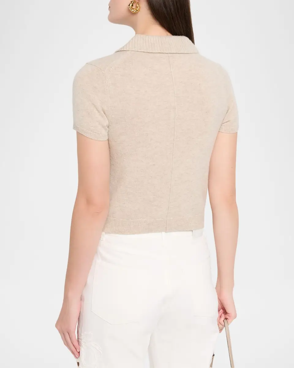 Simkhai Twila Short-Sleeve Cashmere Polo Sweater | Thumbnail 3