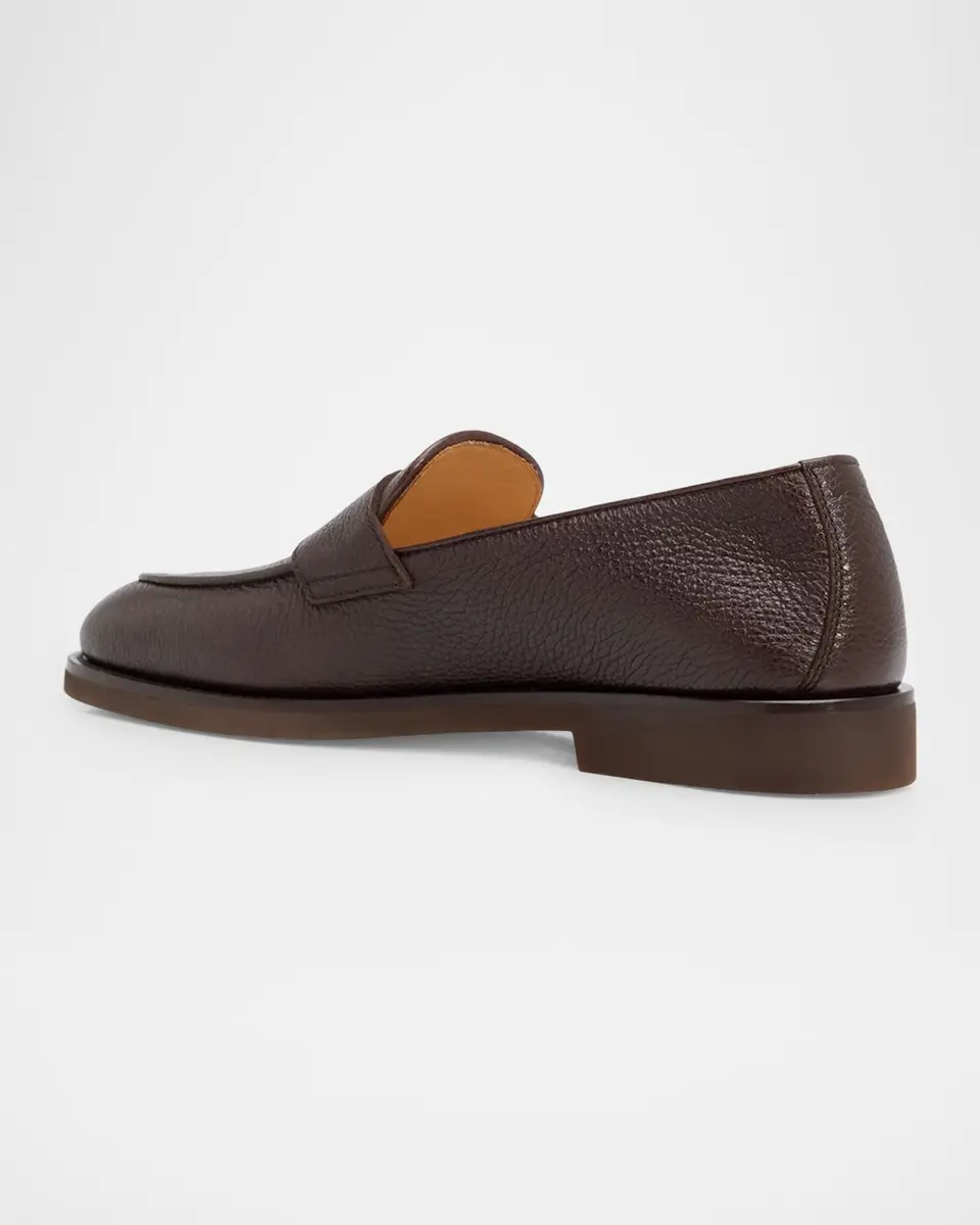 Brunello Cucinelli Men's Deerskin Flex-Sole Penny Loafers | Thumbnail 2