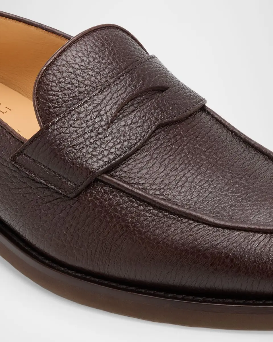 Brunello Cucinelli Men's Deerskin Flex-Sole Penny Loafers | Thumbnail 3