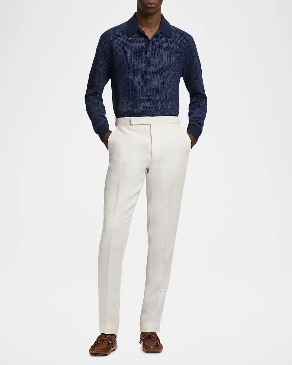 Ralph Lauren Purple Label Men's Linen-Cashmere Polo Sweater | Thumbnail 2 Ralph Lauren Purple Label Men's Linen-Cashmere Polo Sweater | Thumbnail 2